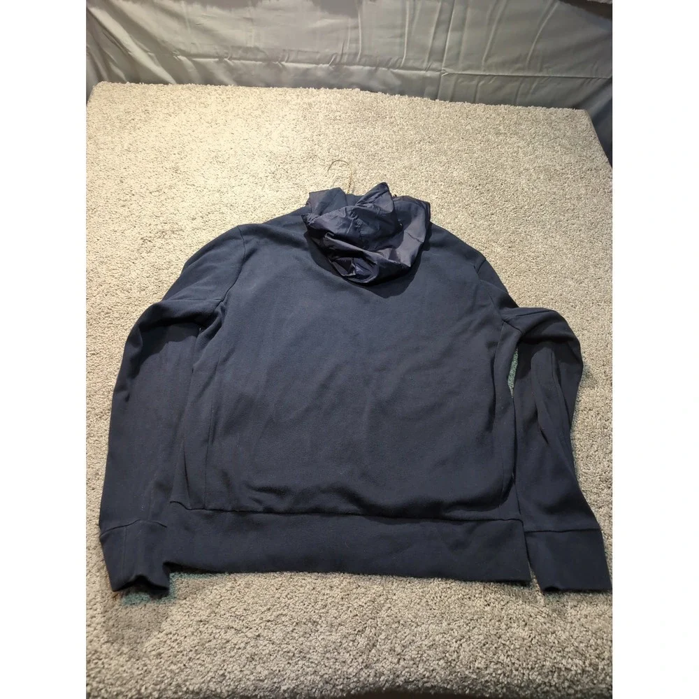 Polo Ralph Lauren Mens Navy Blue Full Zip Mixed Media‎ Nylon Hood Hoodie Large